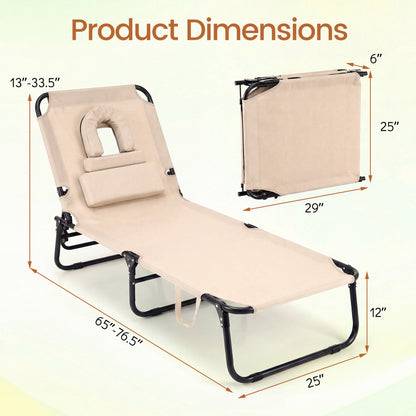 Folding Face Down Tanning Chair, 2 Pack, 3 Removable Pillows, Beige Beach & Lawn Chairs at Gallery Canada