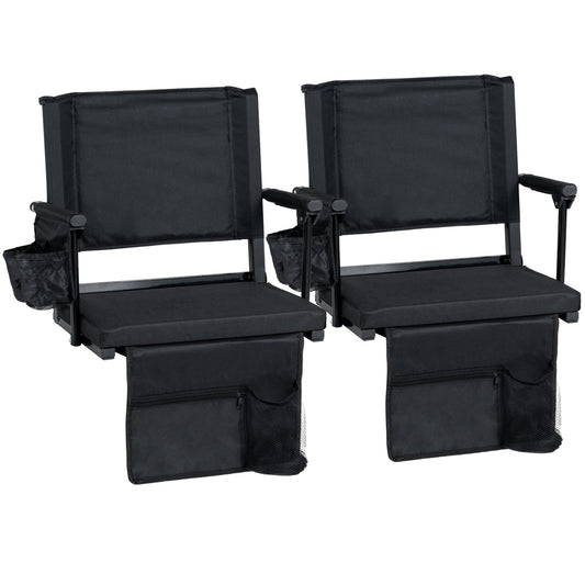 Folding Stadium Seats with Cup Holders, 2-Pack, Black Beach & Lawn Chairs Black at Gallery Canada