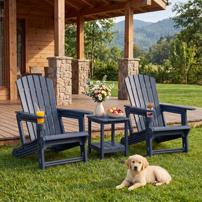 Set of 2 HDPE Adirondack Chairs with Cup Holders, Blue Adirondack Chairs at Gallery Canada