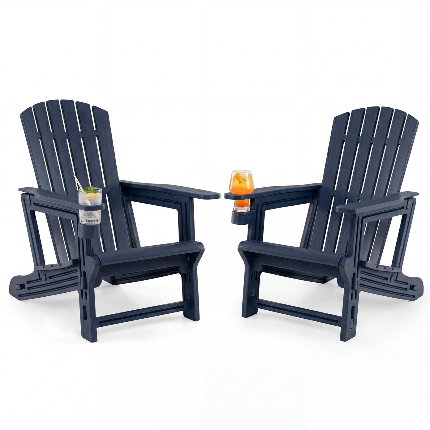 Set of 2 HDPE Adirondack Chairs with Cup Holders, Blue Adirondack Chairs at Gallery Canada