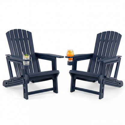Set of 2 HDPE Adirondack Chairs with Cup Holders, Blue Adirondack Chairs at Gallery Canada