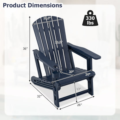 Set of 2 HDPE Adirondack Chairs with Cup Holders, Blue Adirondack Chairs at Gallery Canada