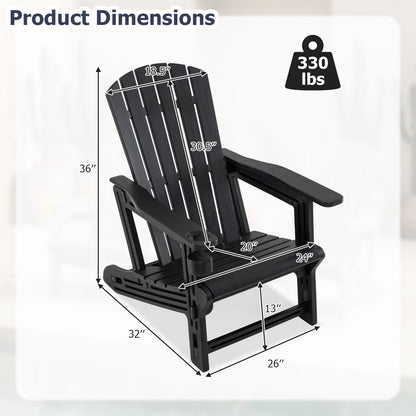 2-Pack HDPE Adirondack Chairs with Cup Holder, Black