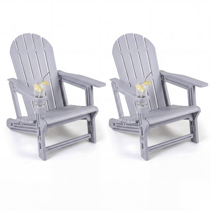 Set of 2 HDPE Adirondack Chairs with Cup Holder, Gray Adirondack Chairs at Gallery Canada