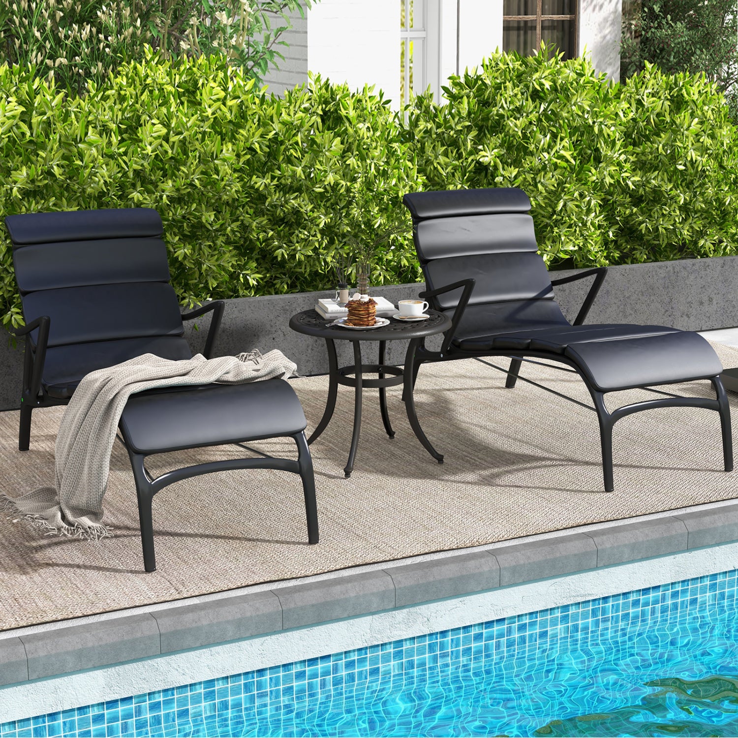 Set of 2 Heavy-Duty Outdoor Aluminum Side Table with Adjustable Footpads for Patio-Antique Brown, Brown Patio Coffee Tables at Gallery Canada