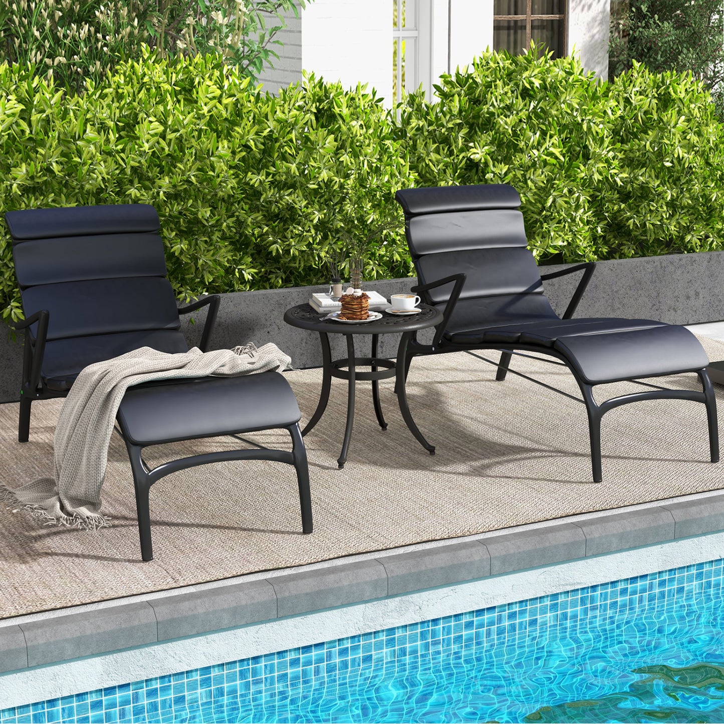 Set of 2 Heavy-Duty Outdoor Aluminum Side Table with Adjustable Footpads for Patio-Antique Brown, Brown Patio Coffee Tables at Gallery Canada