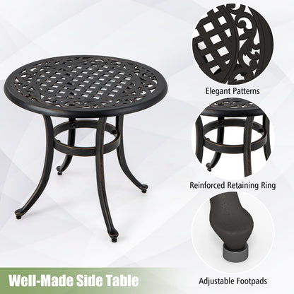 Set of 2 Heavy-Duty Outdoor Aluminum Side Table with Adjustable Footpads for Patio-Antique Brown, Brown Patio Coffee Tables at Gallery Canada