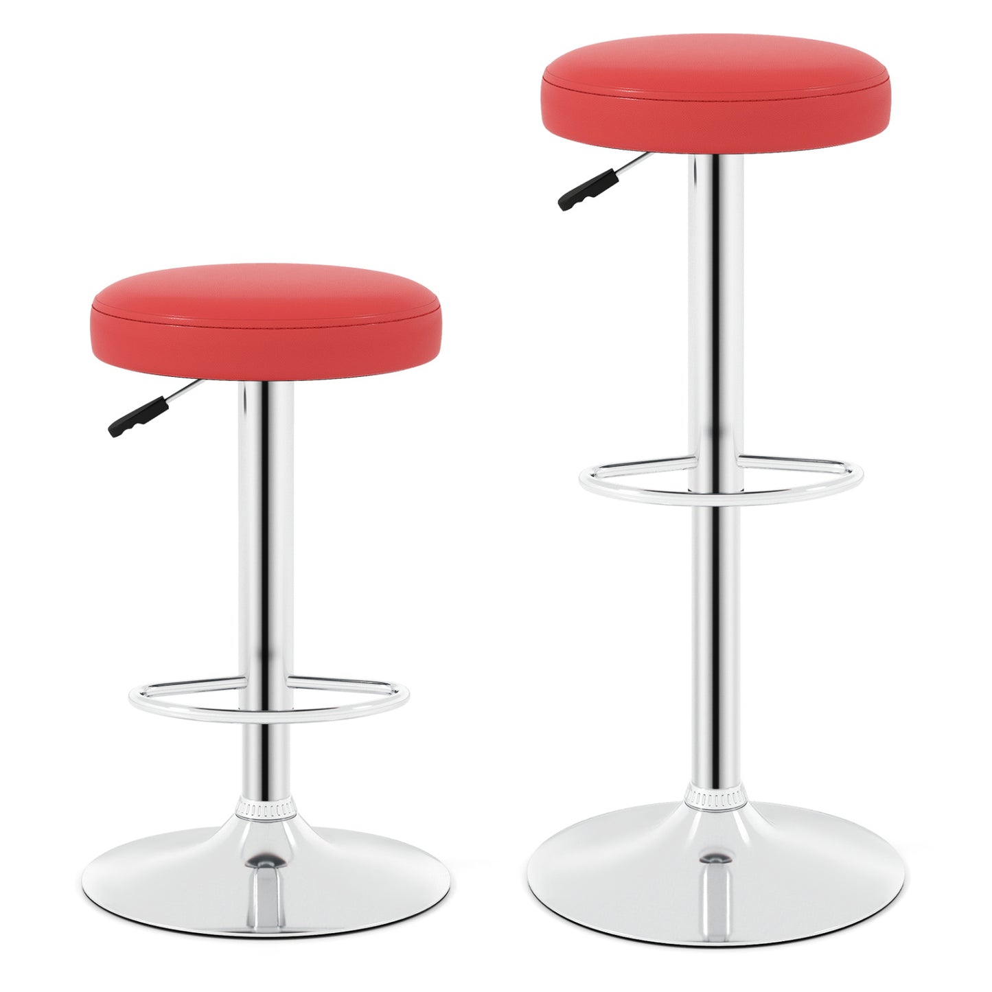 Set of 2 Height-adjustable Swivel Bar Stool with 360° Swivel bar stool, Red Bar Stools Red at Gallery Canada