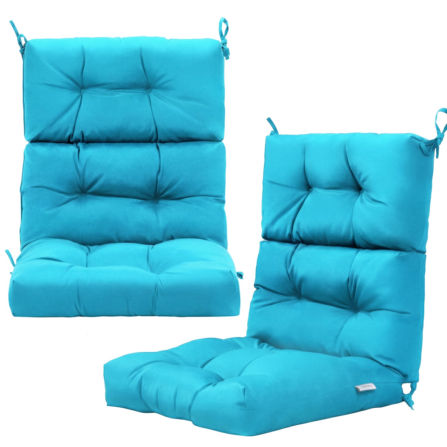 Set Of 2 High Back Chair Cushions, Turquoise Outdoor Furniture Accessories Turquoise at Gallery Canada
