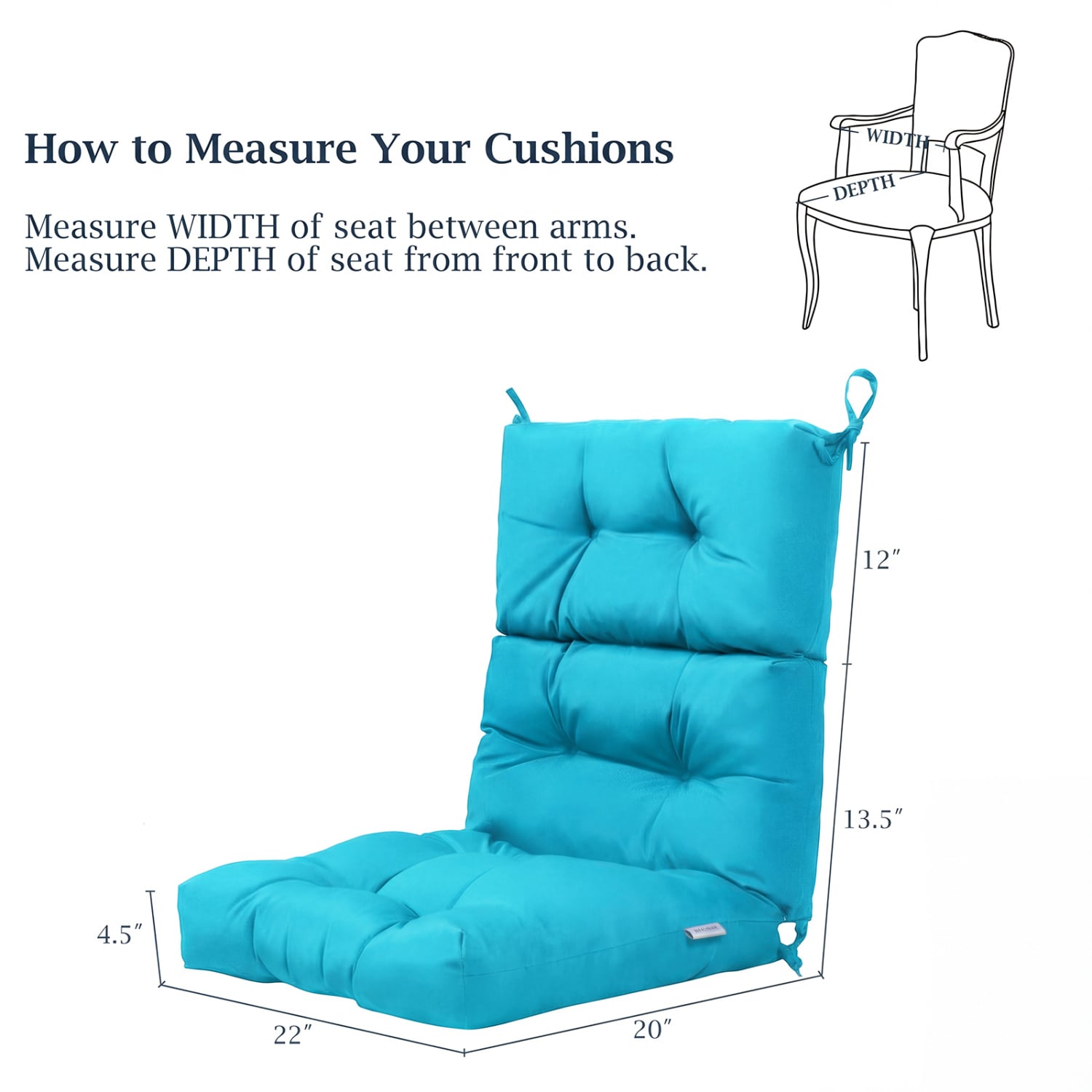 Set Of 2 High Back Chair Cushions, Turquoise Outdoor Furniture Accessories at Gallery Canada