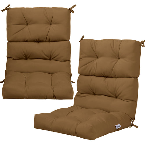 Set of 2 High Back Chair Cushion with Adjustable Height, Brown
