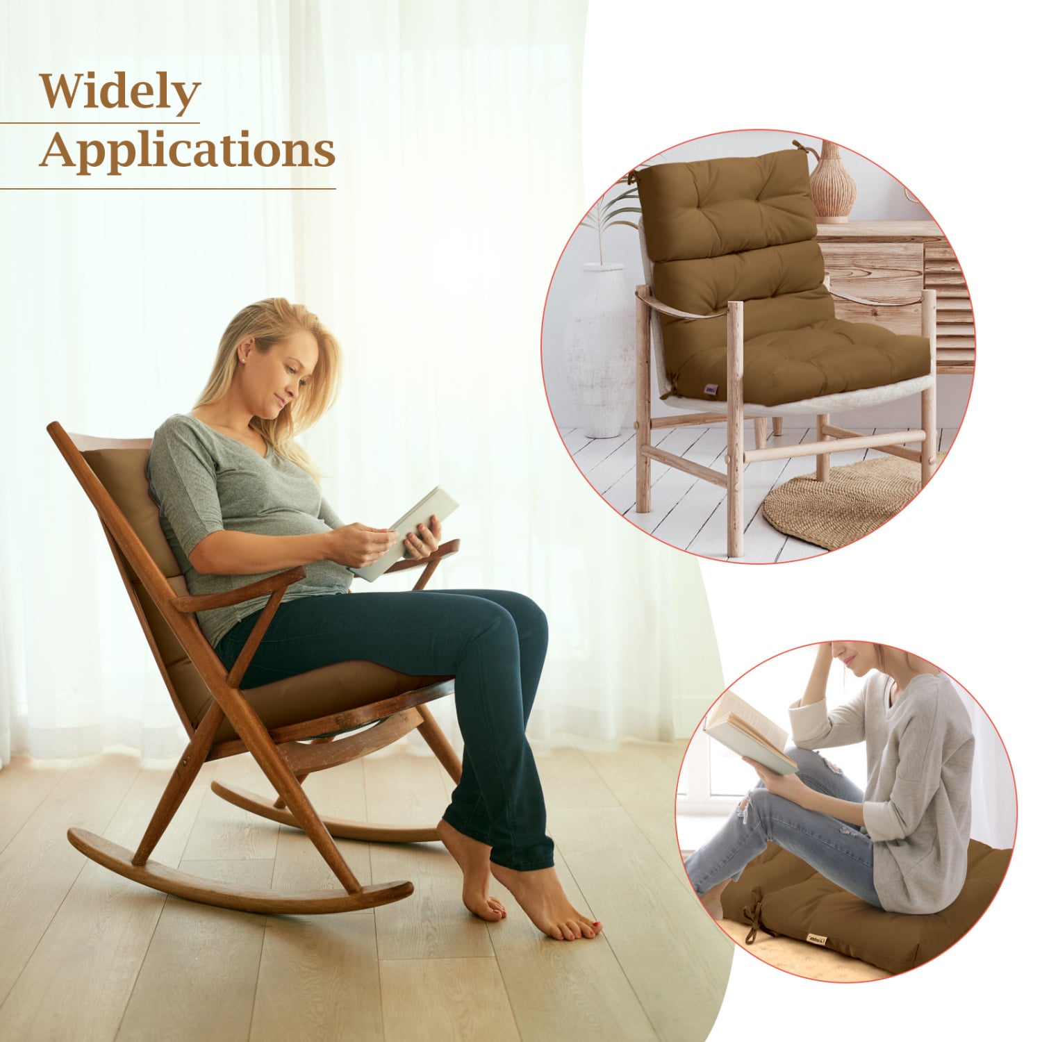Set of 2 High Back Chair Cushion with Adjustable Height, Brown Outdoor Furniture Accessories at Gallery Canada