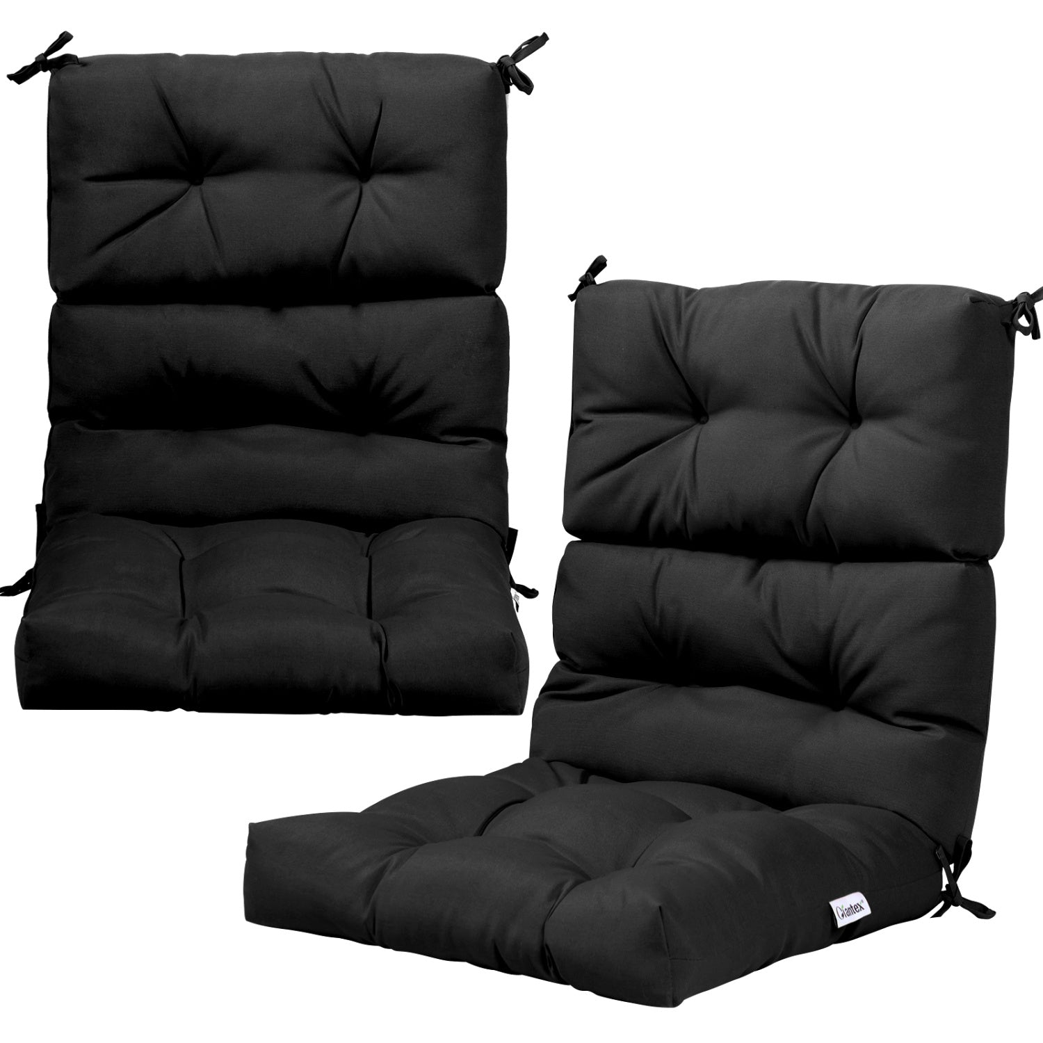 Set of 2 High Back Chair Cushion with Adjustable Height, Black Outdoor Furniture Accessories Black at Gallery Canada