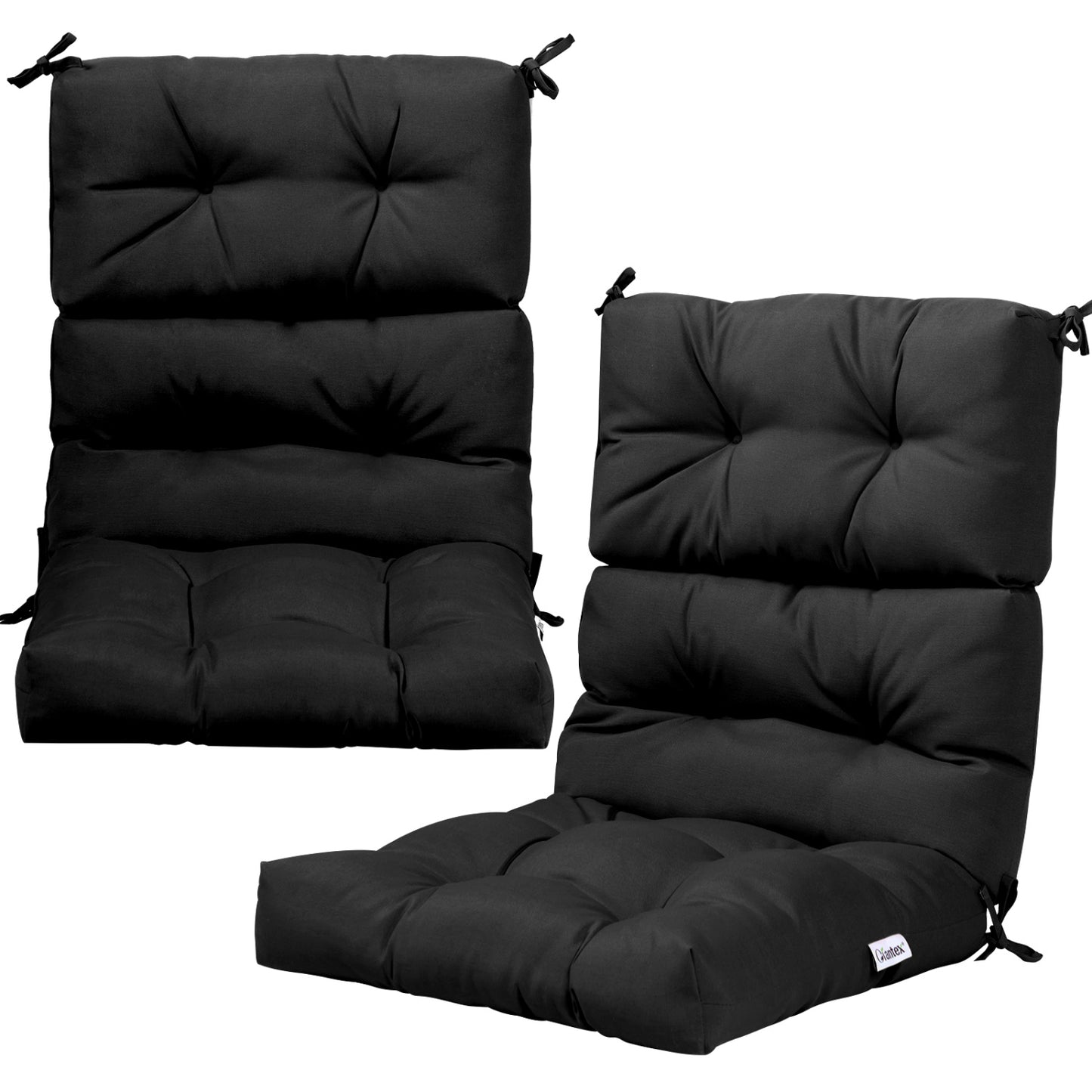 Set of 2 High Back Chair Cushion with Adjustable Height, Black Outdoor Furniture Accessories Black at Gallery Canada