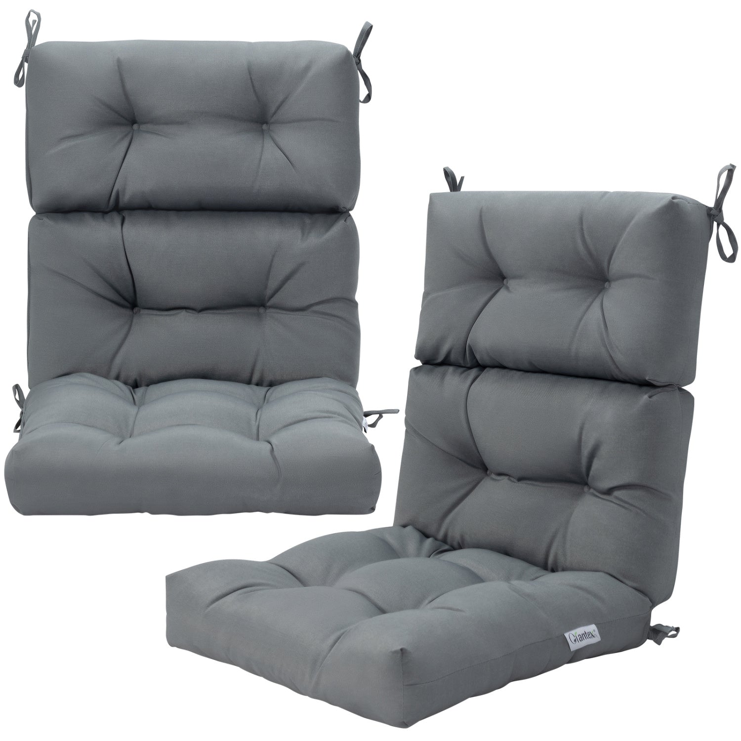 Set of 2 High Back Chair Cushion with Adjustable Height, Gray Outdoor Furniture Accessories Gray at Gallery Canada