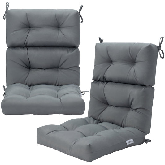 Set of 2 High Back Chair Cushion with Adjustable Height, Gray Outdoor Furniture Accessories Gray at Gallery Canada
