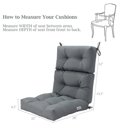 Set of 2 High Back Chair Cushion with Adjustable Height, Gray Outdoor Furniture Accessories at Gallery Canada