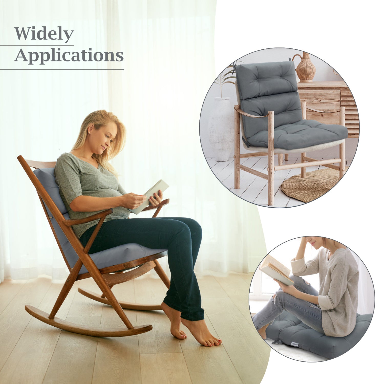 Set of 2 High Back Chair Cushion with Adjustable Height, Gray Outdoor Furniture Accessories at Gallery Canada