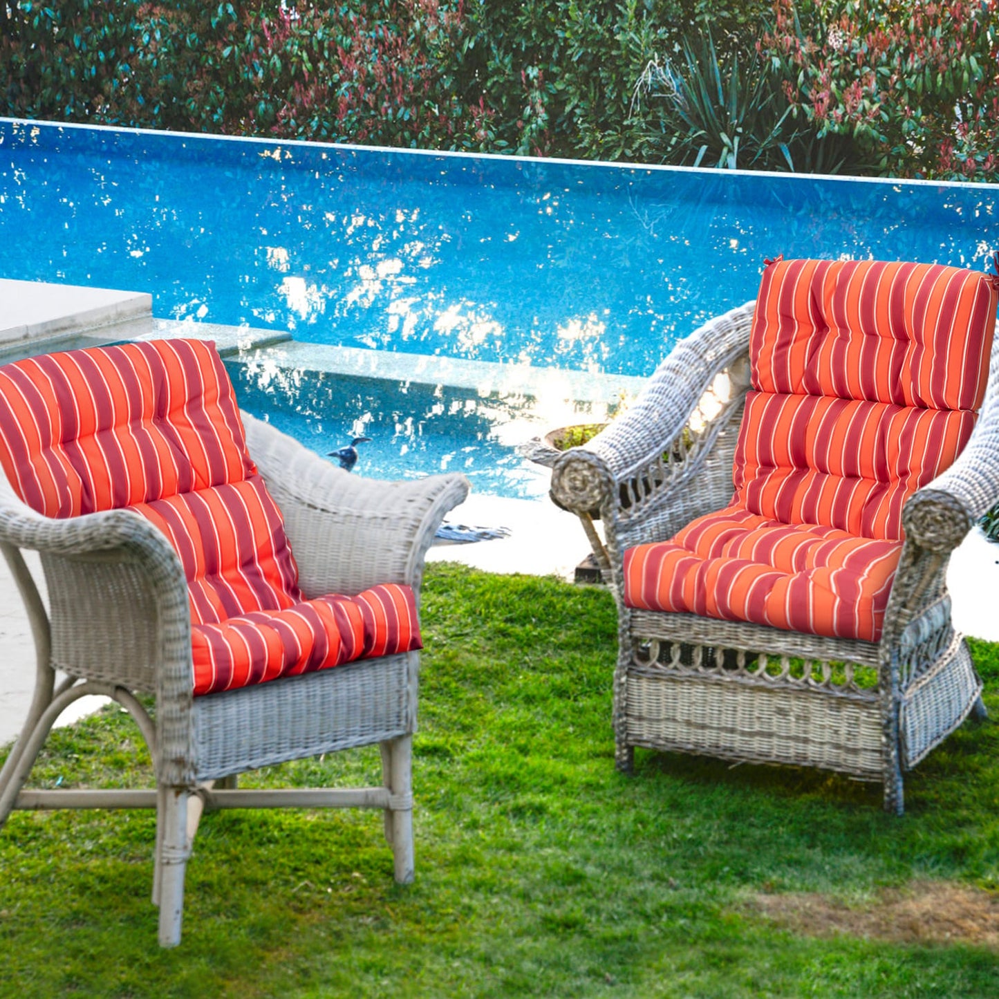 Set of 2 High Back Chair Cushion with Adjustable Height, Orange Outdoor Furniture Accessories at Gallery Canada
