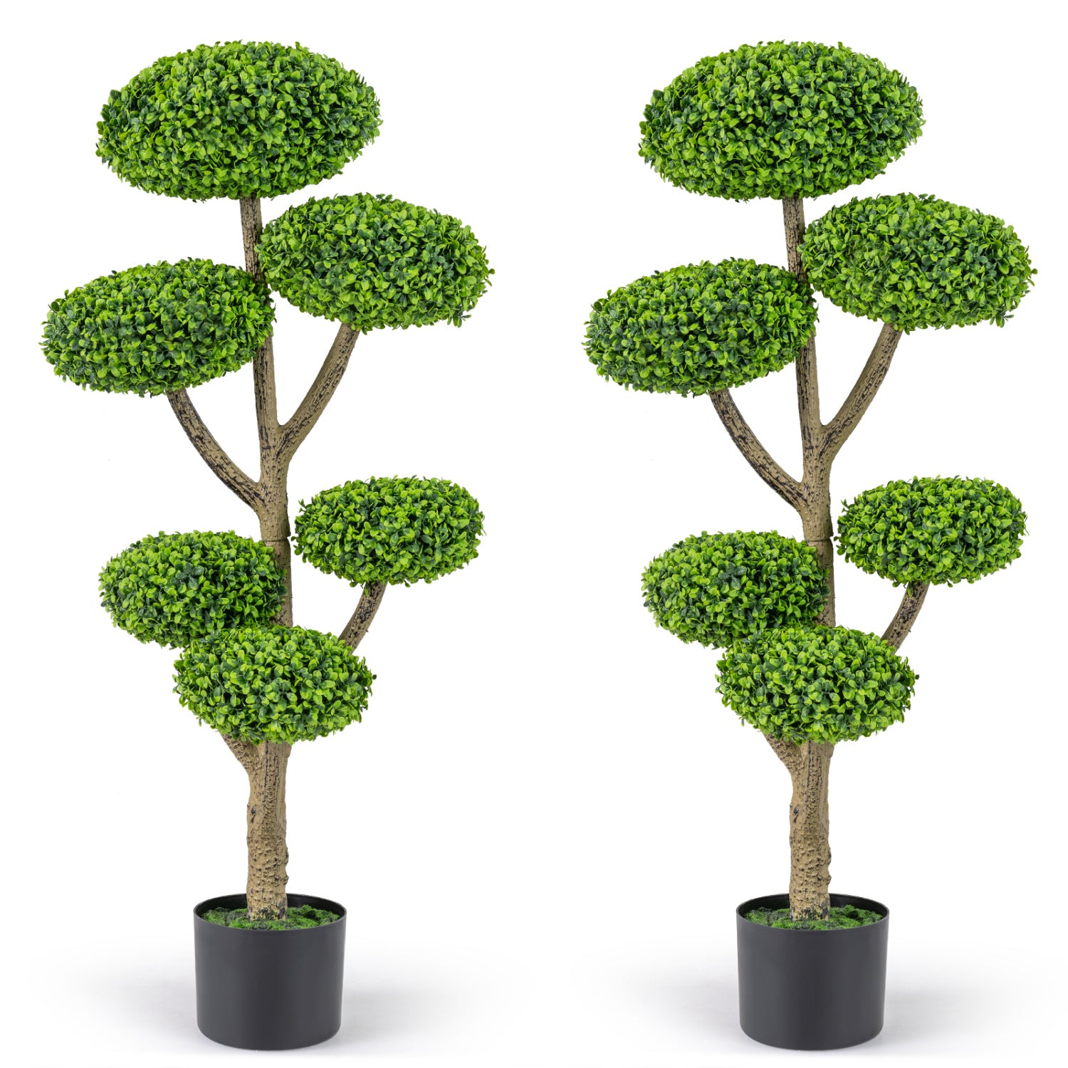 Set of 2 Indoor Outdoor 6 Balls Topiary Tree with Realistic Trunk and Weighted Cement-Filled Base Faux Plants at Gallery Canada