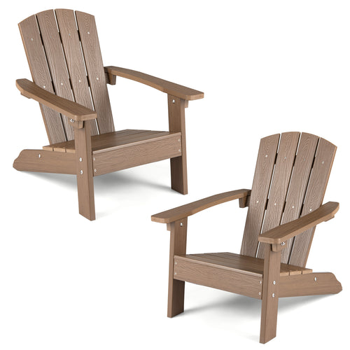Kid's Adirondack Chair Set, High Backrest, Armrests, Brown