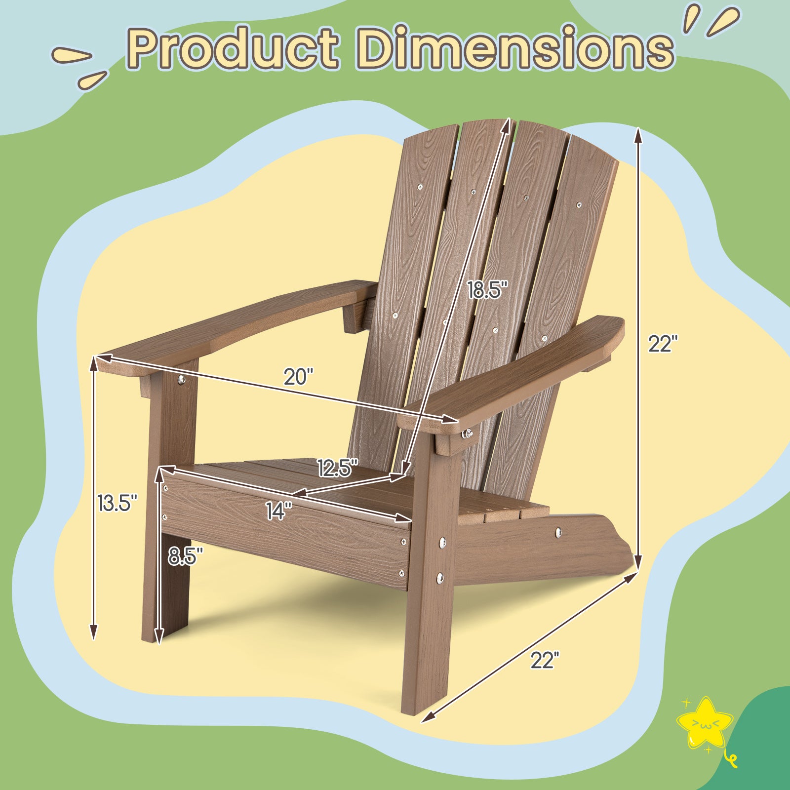 Kid's Adirondack Chair Set, High Backrest, Armrests, Brown Kids Chairs & Seating at Gallery Canada
