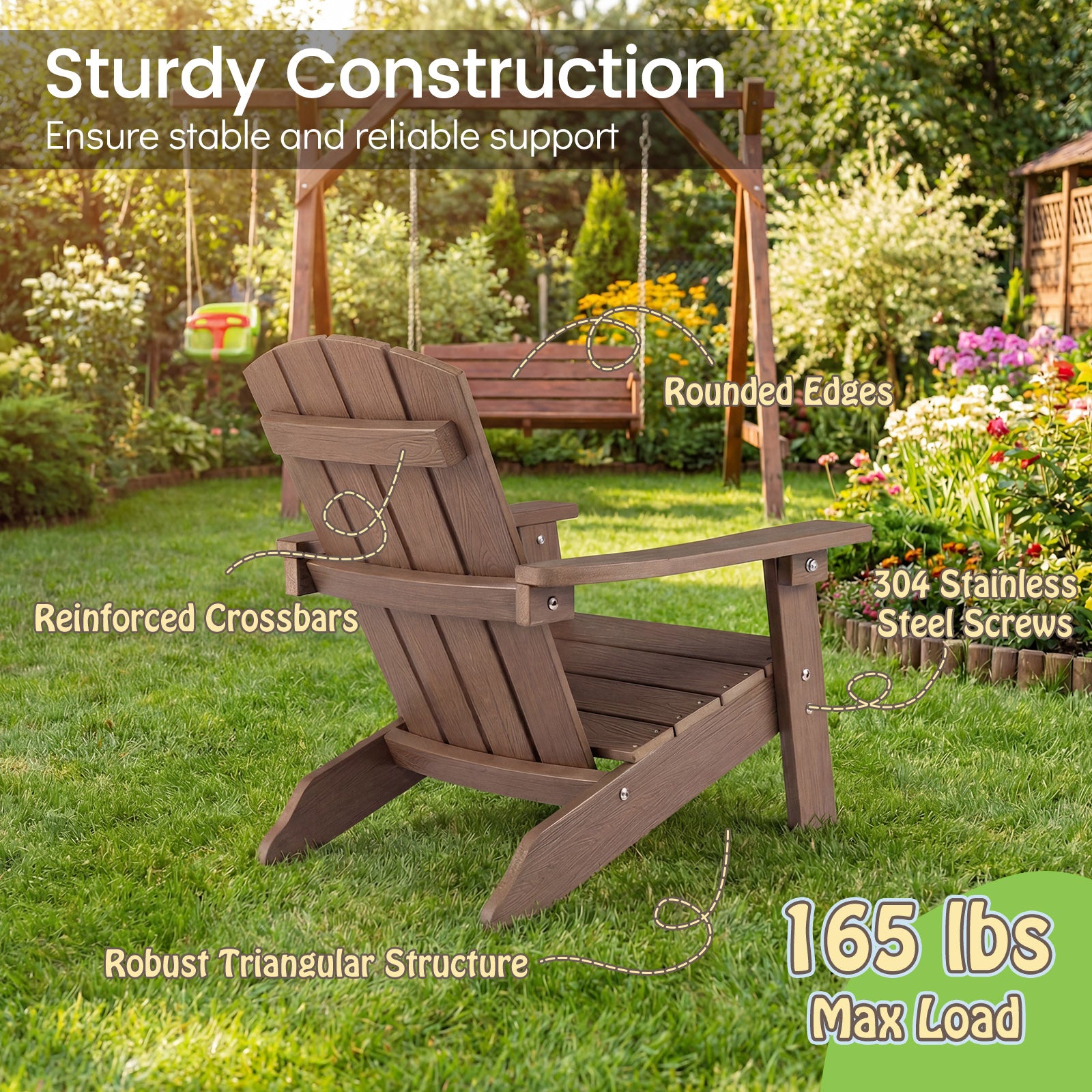 Kid's Adirondack Chair Set, High Backrest, Armrests, Brown Kids Chairs & Seating at Gallery Canada