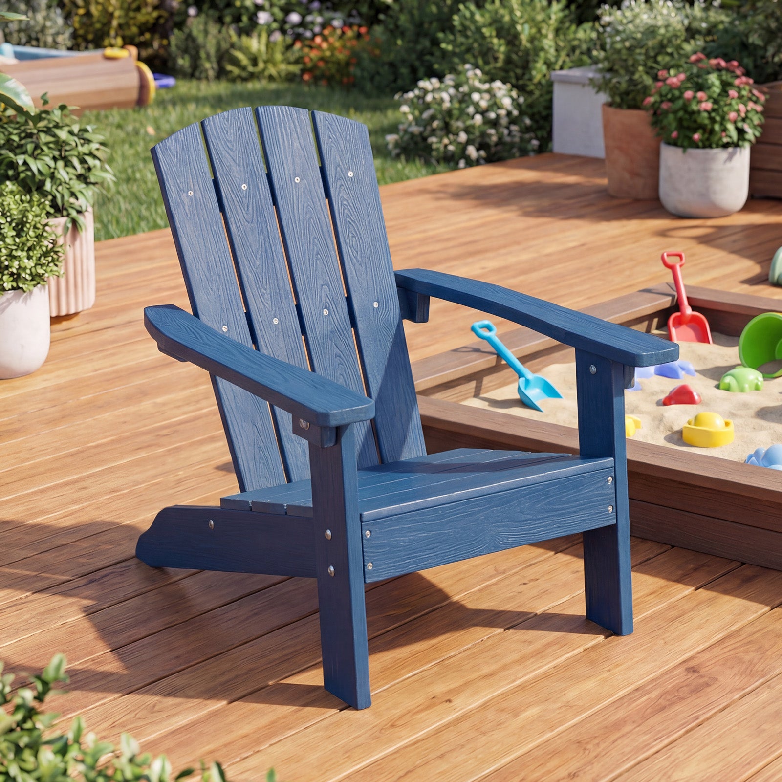 Set Of 2 Kids Adirondack Chair, High Backrest, Navy Kids Chairs & Seating at Gallery Canada