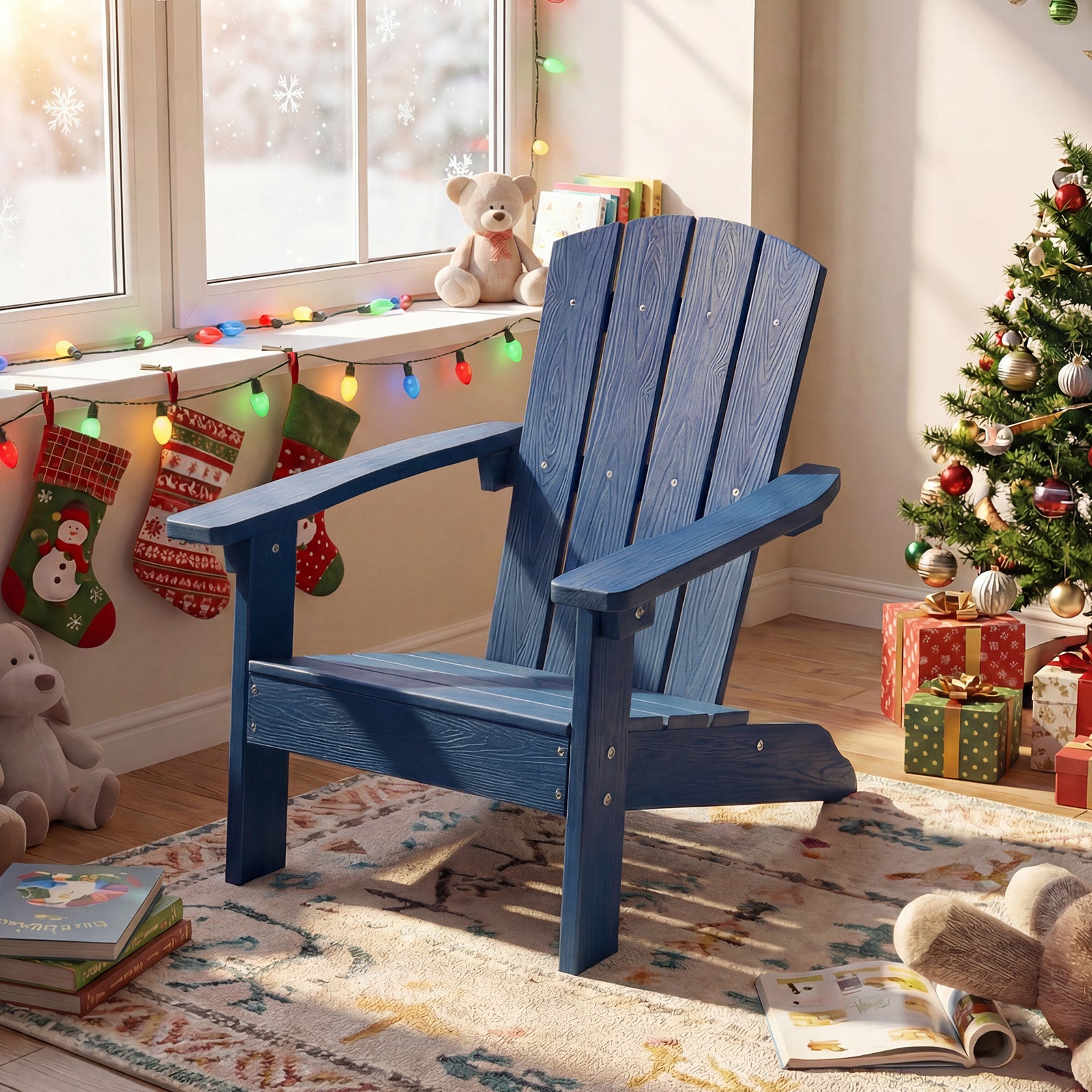 Set Of 2 Kids Adirondack Chair, High Backrest, Navy Kids Chairs & Seating at Gallery Canada