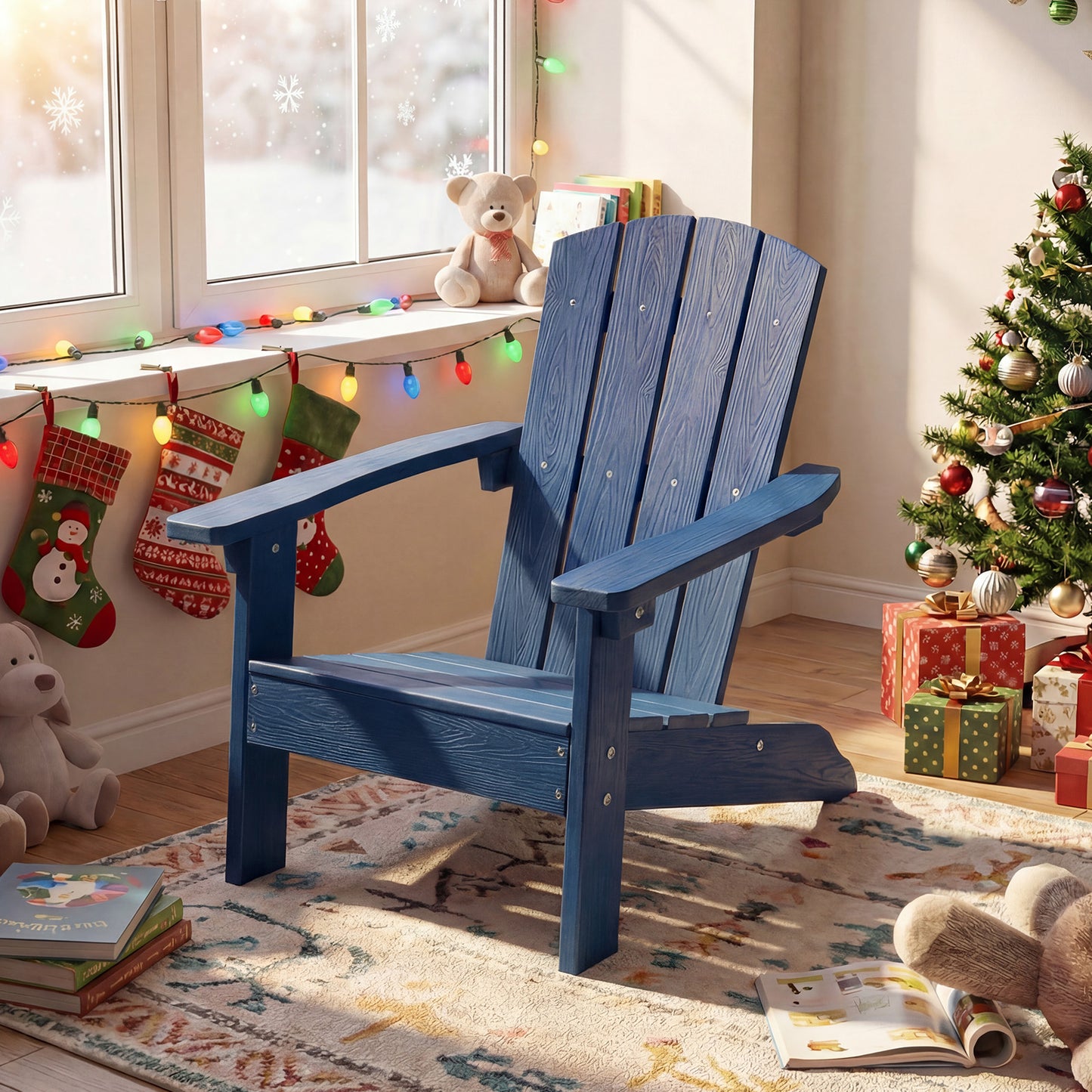 Set Of 2 Kids Adirondack Chair, High Backrest, Navy Kids Chairs & Seating at Gallery Canada