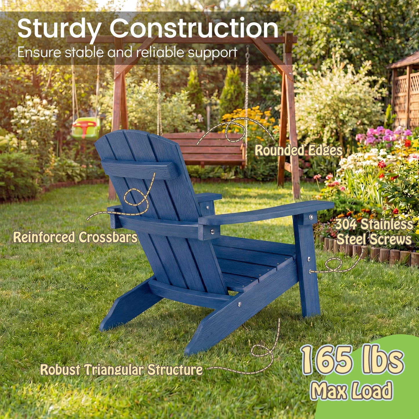 Set Of 2 Kids Adirondack Chair, High Backrest, Navy Kids Chairs & Seating at Gallery Canada