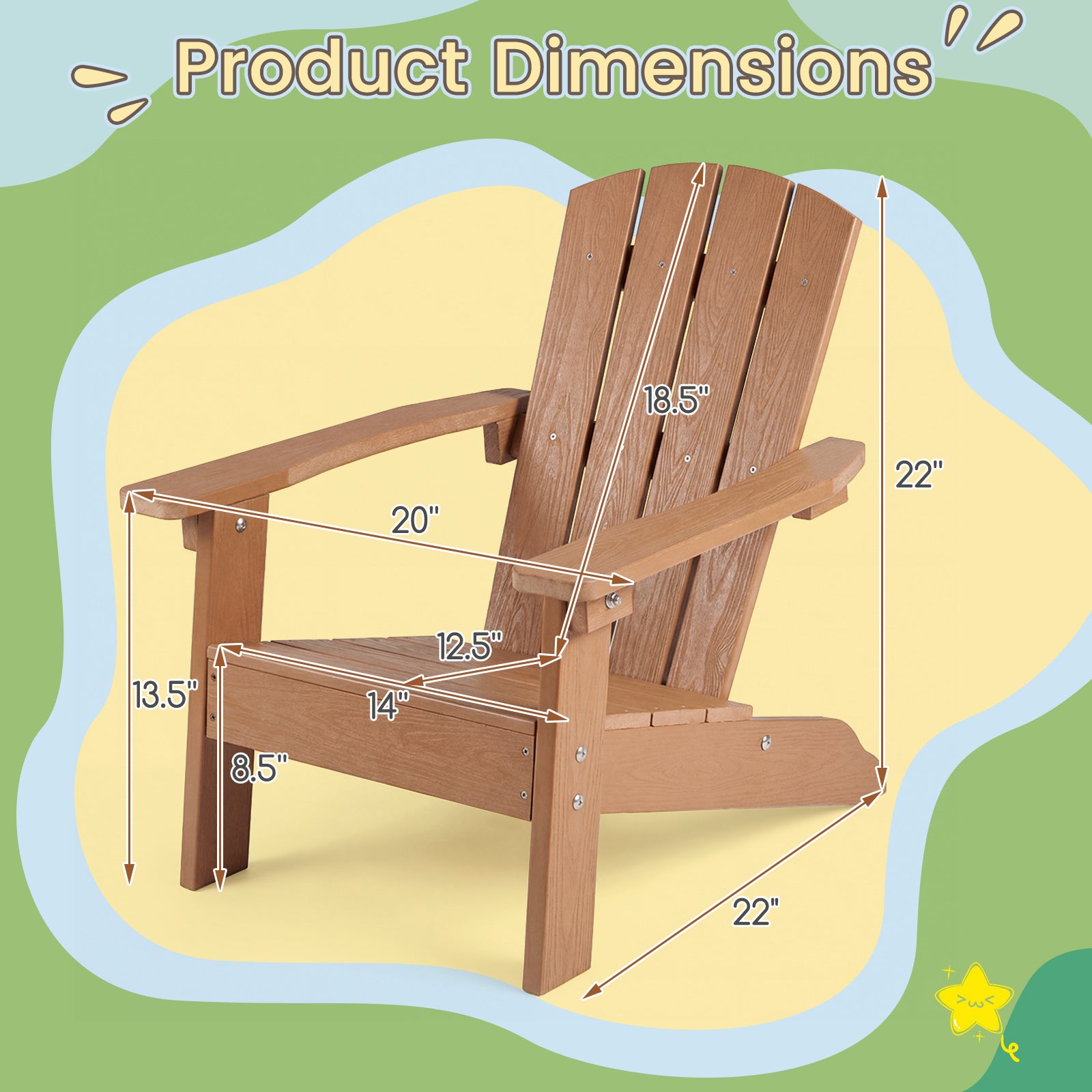 Kid's Adirondack Chair Set, High Backrest, Armrests, Teak Kids Chairs & Seating at Gallery Canada