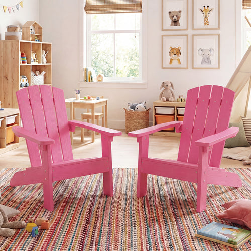 Kids Adirondack Chair Set Of 2, High Backrest, Pink