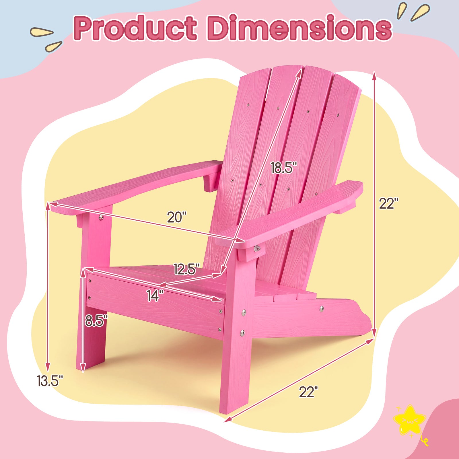 Kids Adirondack Chair Set Of 2, High Backrest, Pink Kids Chairs & Seating at Gallery Canada