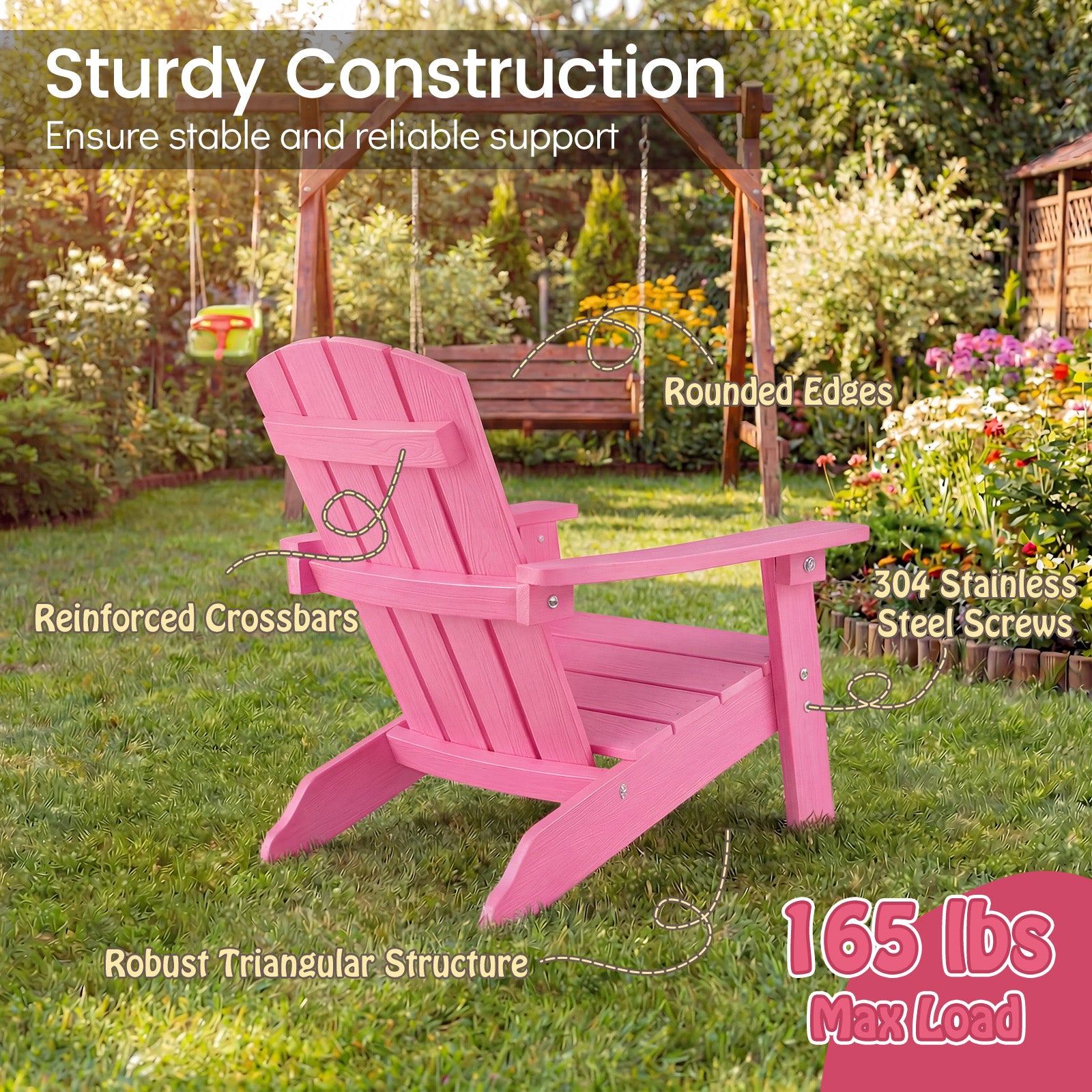 Kids Adirondack Chair Set Of 2, High Backrest, Pink Kids Chairs & Seating at Gallery Canada