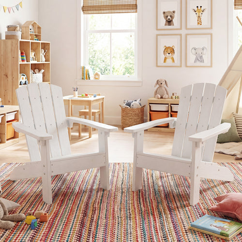 Set Of 2 Kids Adirondack Chairs, High Backrest, White