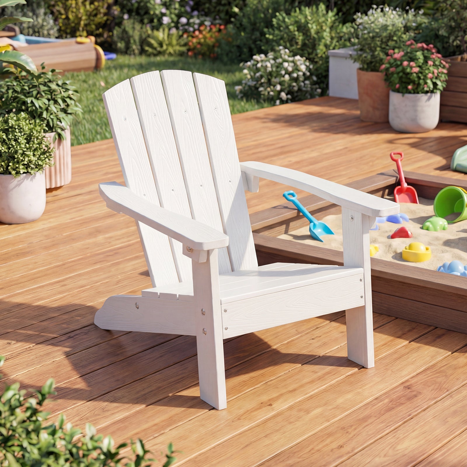 Set Of 2 Kids Adirondack Chairs, High Backrest, White Kids Chairs & Seating at Gallery Canada