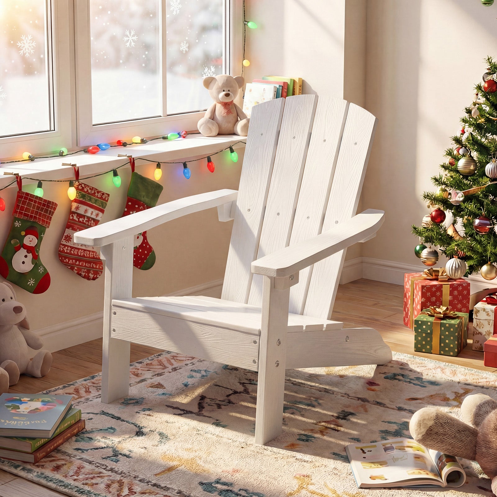 Set Of 2 Kids Adirondack Chairs, High Backrest, White Kids Chairs & Seating at Gallery Canada