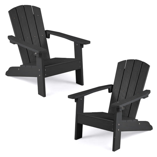 2-Piece Kids Adirondack Chair Set, High Backrest, Armrests, Black