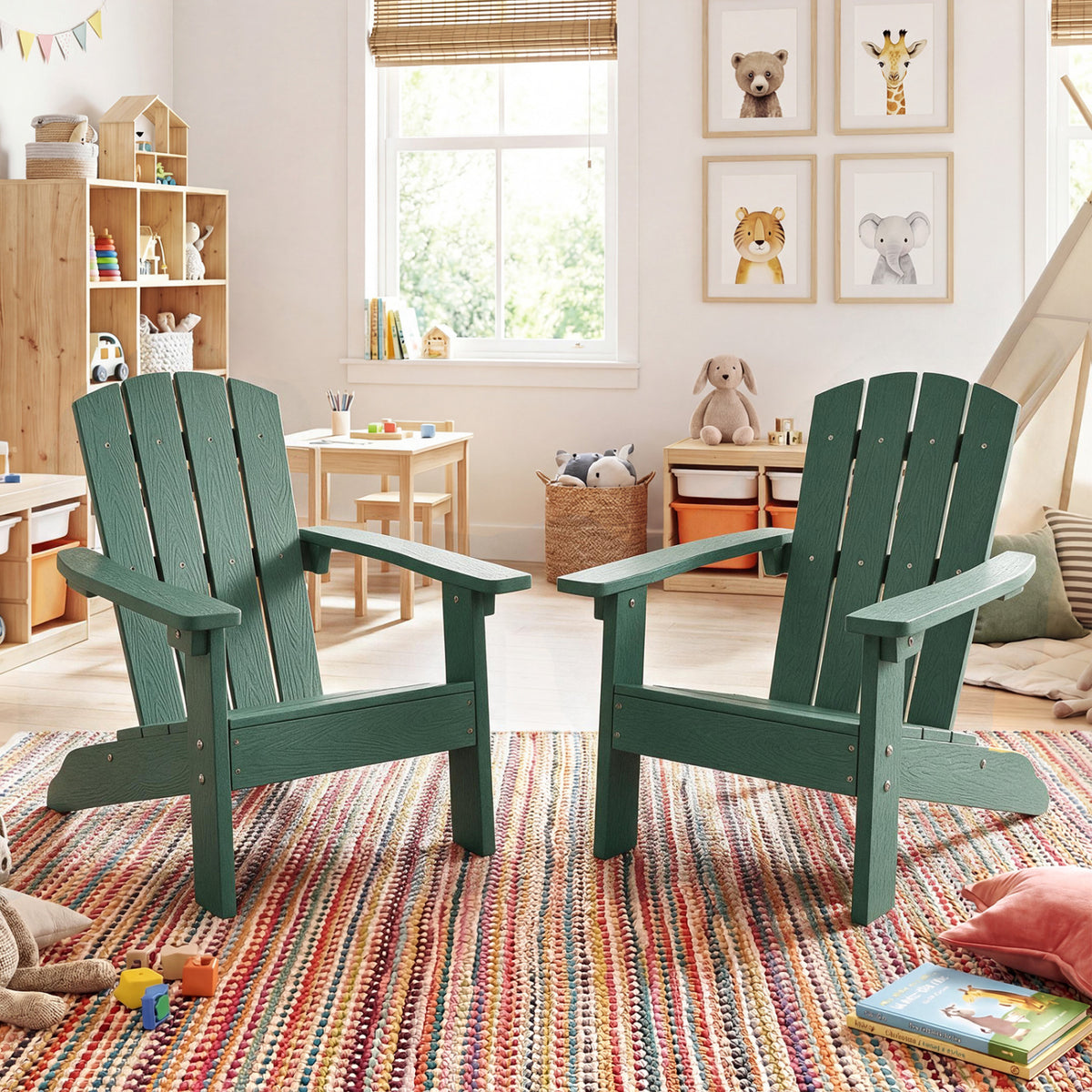 Ensemble de 2 chaises Adirondack pour enfants, vert