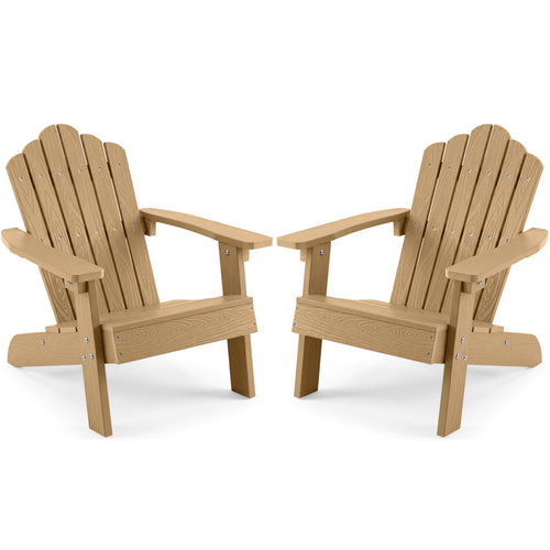 Set of 2 Kids Adirondack Chairs, Outdoor, Brown