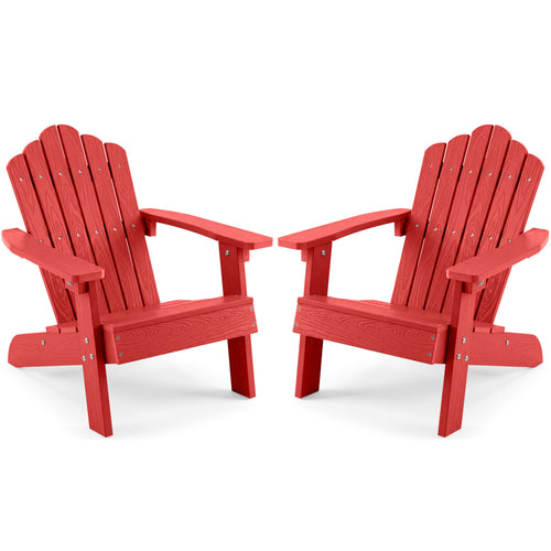 Set of 2 Kids Adirondack Chairs, Outdoor, High Backrest, Red