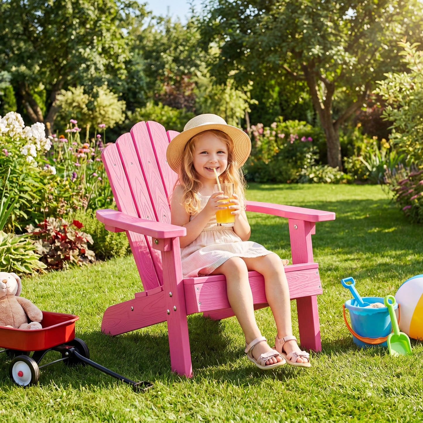 Set of 2 Children's Adirondack Chairs, Outdoor, Pink Adirondack Chairs at Gallery Canada