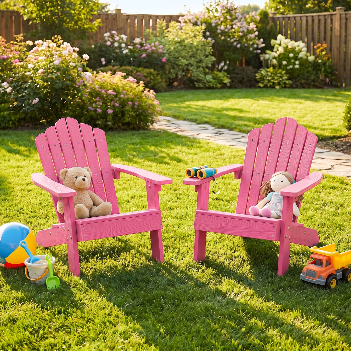 Set of 2 Children's Adirondack Chairs, Outdoor, Pink Adirondack Chairs at Gallery Canada