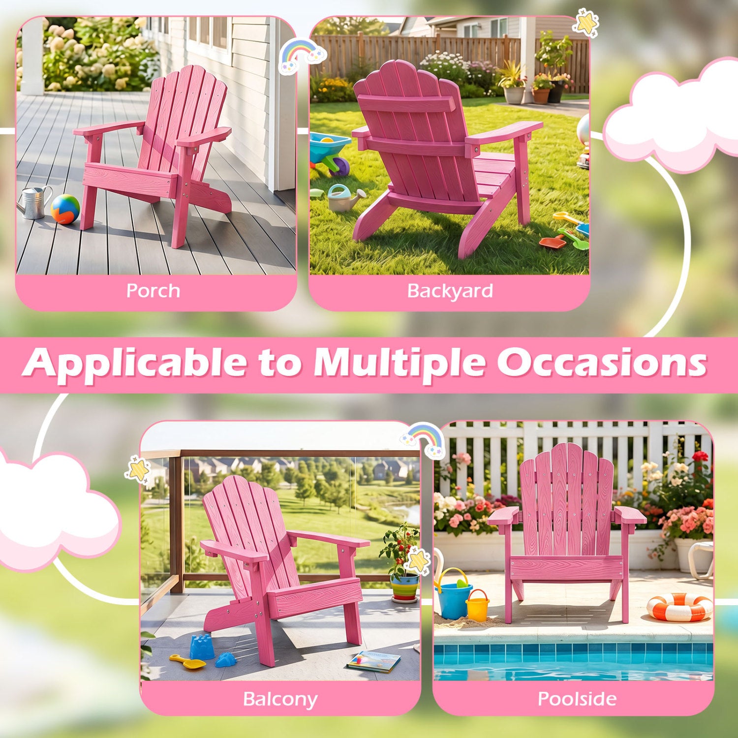 Set of 2 Children's Adirondack Chairs, Outdoor, Pink Adirondack Chairs at Gallery Canada