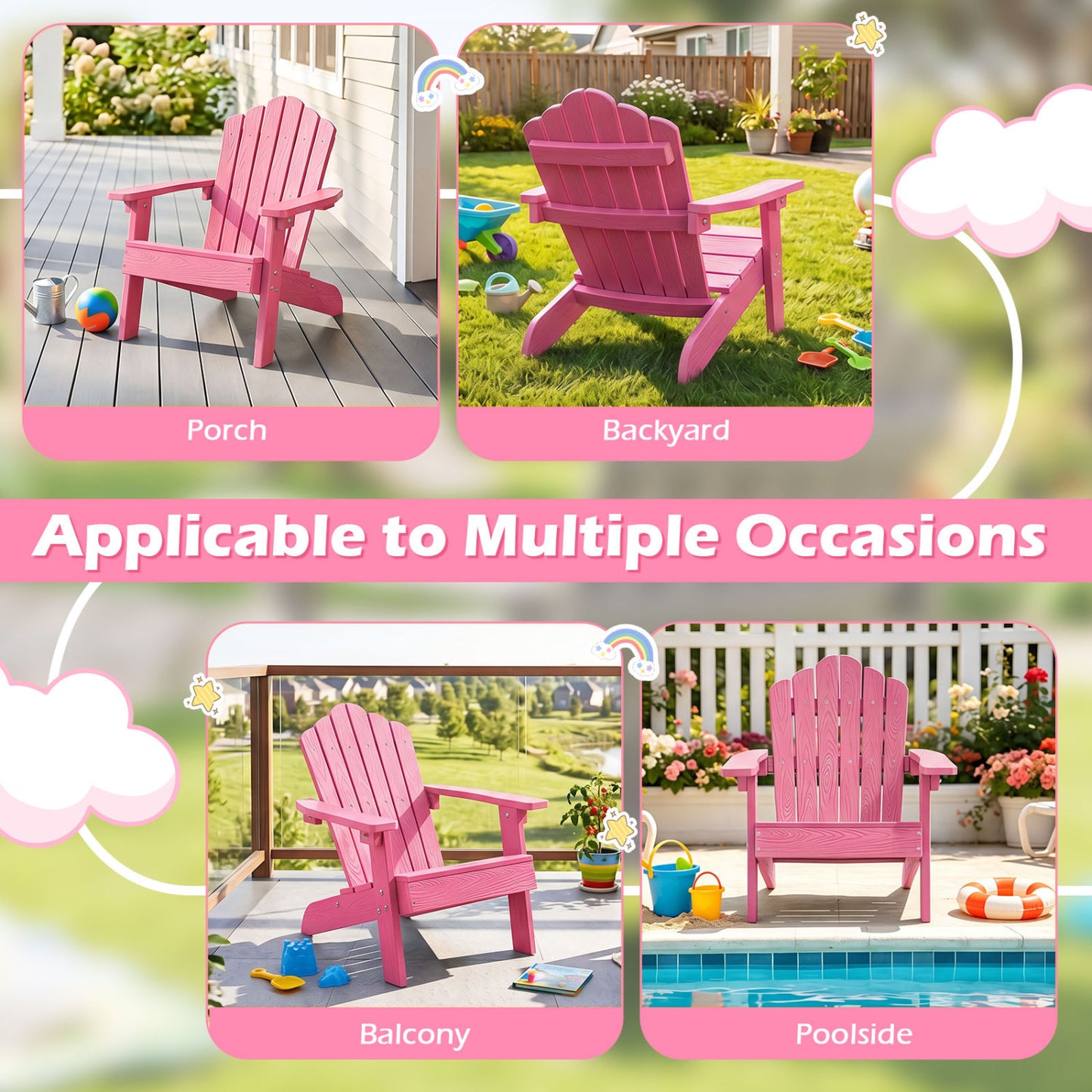 Set of 2 Children's Adirondack Chairs, Outdoor, Pink Adirondack Chairs at Gallery Canada