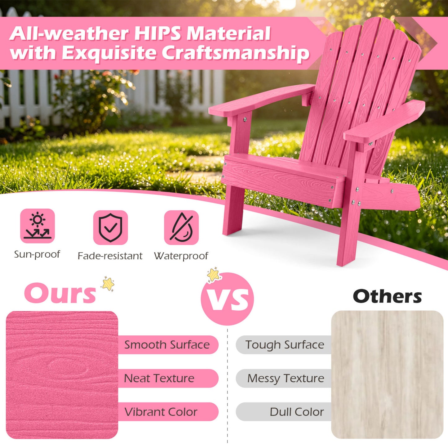 Set of 2 Children's Adirondack Chairs, Outdoor, Pink Adirondack Chairs at Gallery Canada