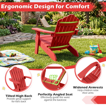 Set of 2 Kids Adirondack Chairs, Outdoor, High Backrest, Red Adirondack Chairs at Gallery Canada