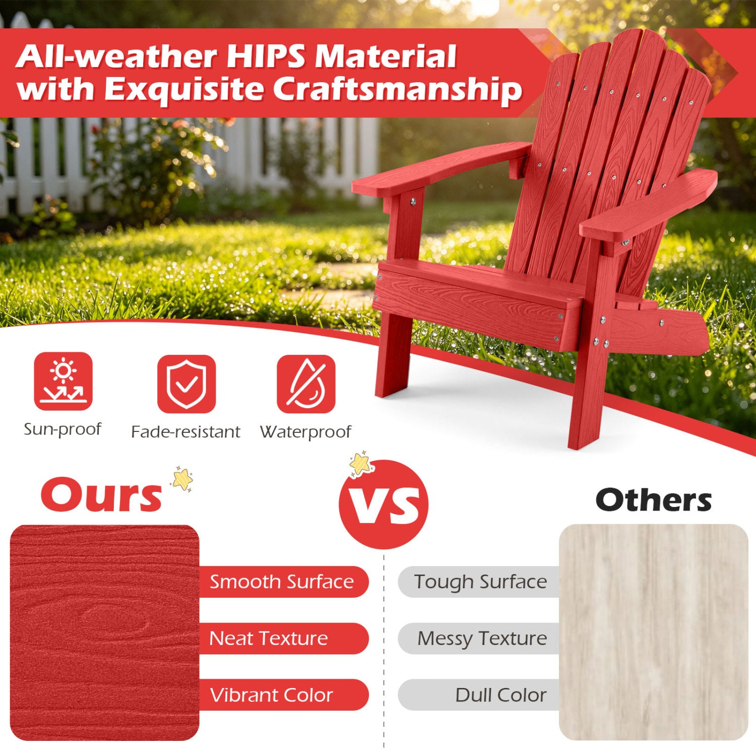 Set of 2 Kids Adirondack Chairs, Outdoor, High Backrest, Red Adirondack Chairs at Gallery Canada