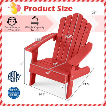 Set of 2 Kids Adirondack Chairs, Outdoor, High Backrest, Red Adirondack Chairs at Gallery Canada